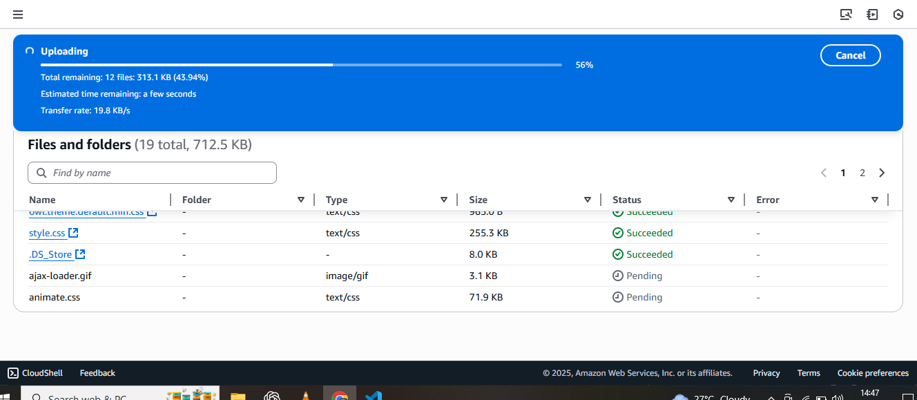 Uploading static website files to S3 bucket